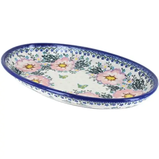 Blue Rose Polish Pottery 104 Vena Oval Platter image {1}