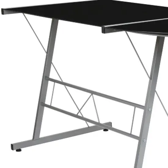 BlackArc L-Shaped Gaming Desk with Tempered Glass Top and Powder Coated Steel Frame image {5}