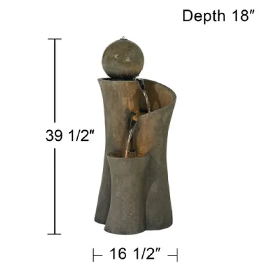 John Timberland Modern Sphere Curve Zen Outdoor Floor Water Fountain 39 1/2" with LED Light for Exterior Garden Yard Lawn image {8}