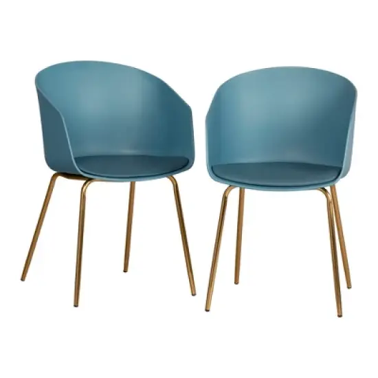 Set of 2 Flam Dining Chairs with Gold Metal Legs - South Shore image {11}