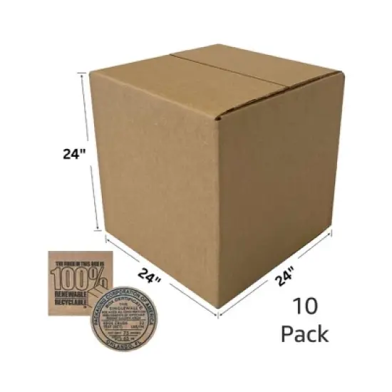 UOFFICE Pack of 10 Cube Corrugated Boxes 24" x 24" x 24" Shipping Cartons image {3}
