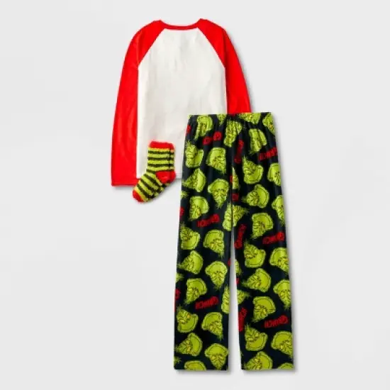 Boys' The Grinch 'Merry Grinchmas' 2pc Pajama Set with Socks - Black image {1}