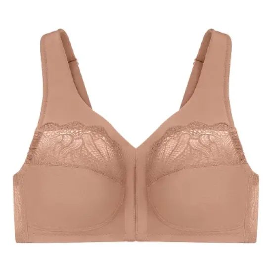 Glamorise Womens MagicLift Natural Shape Front-Closure Wirefree Bra 1210 Cappuccino image {3}