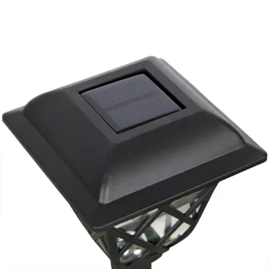 Alpine Corporation 4pk Criss Cross Solar LED Outdoor Path Lights Black: Durable, Weather-Resistant, No Assembly Required image {6}