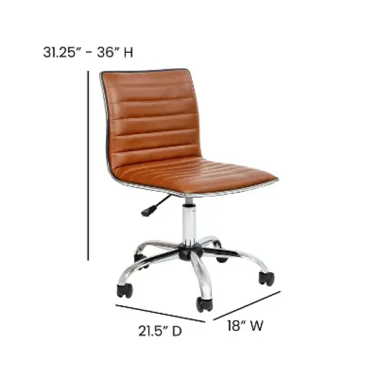 Flash Furniture Low Back Designer Armless Ribbed Swivel Task Office Chair image {7}