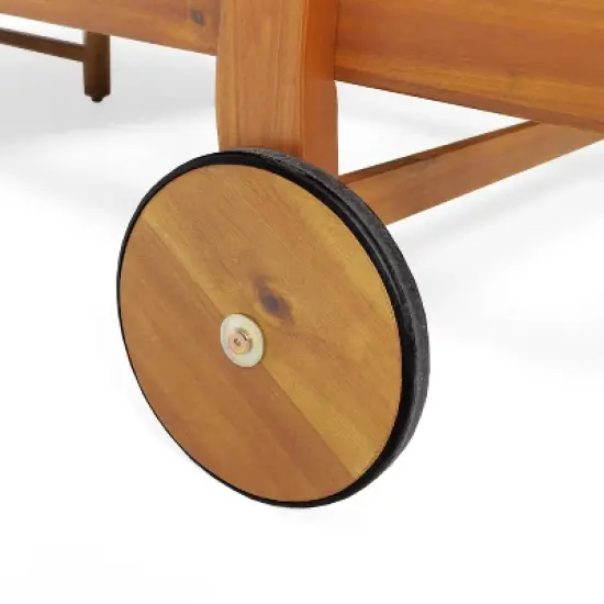 GDFStudio Abena Outdoor Acacia Wood Double Adjustable Chaise Lounge with Cushions image {10}