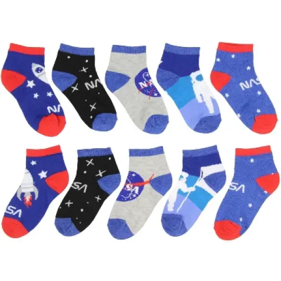 NASA Buzz Aldrin Youth Space 5 Pair Mix and Match Ankle Socks Multicoloured image {1}