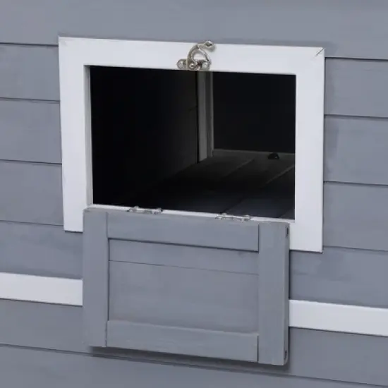 DOMETOUR Large Wooden Cat Enclosure with Waterproof Roof and Platforms Gray image {9}