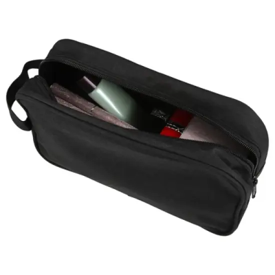 Unique Bargains Portable Oxford Cloth Travel Makeup Organizer Bag Black 1 Pc image {6}