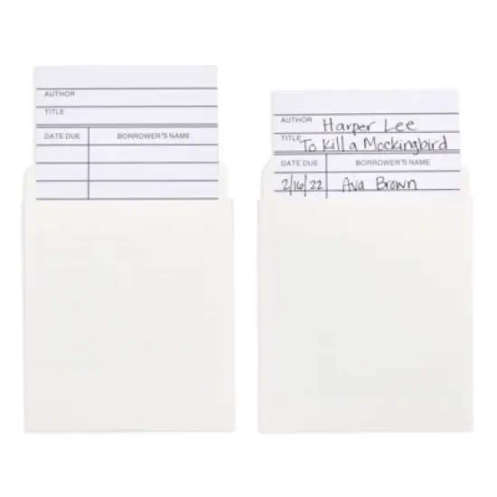 Best Paper Greetings 200 Piece Set of 100 Self Adhesive Library Card Pockets and 100 Due Date Cards for Book Checkouts, 3 x 5 In image {4}