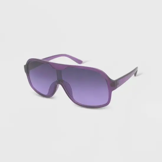 Women's Milky Plastic Oversized Shield Sunglasses - Wild Fable&trade; Purple image {1}