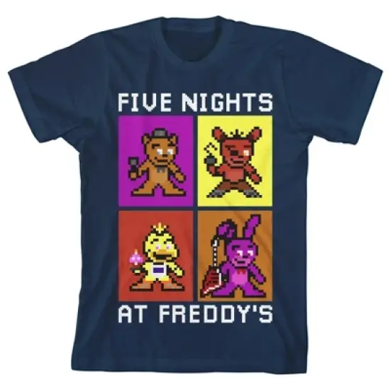 Five Nights at Freddy's Pixel Art Youth Boys Navy Tee image {5}