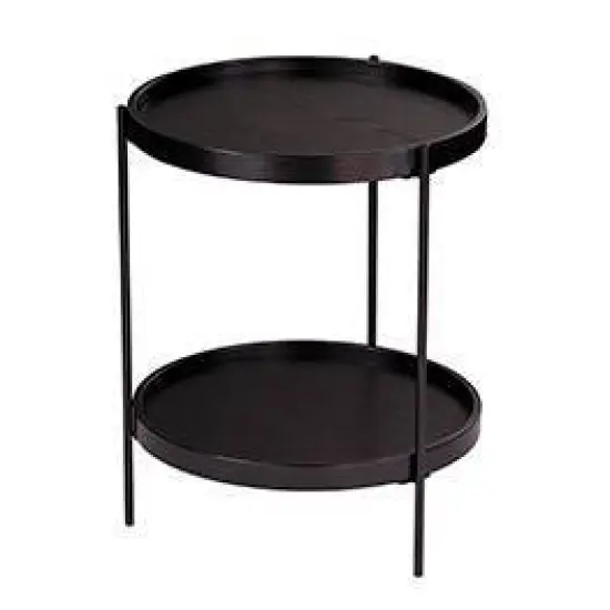 Vermicelli Round Farmhouse Style End Table Black - Aiden Lane image {3}