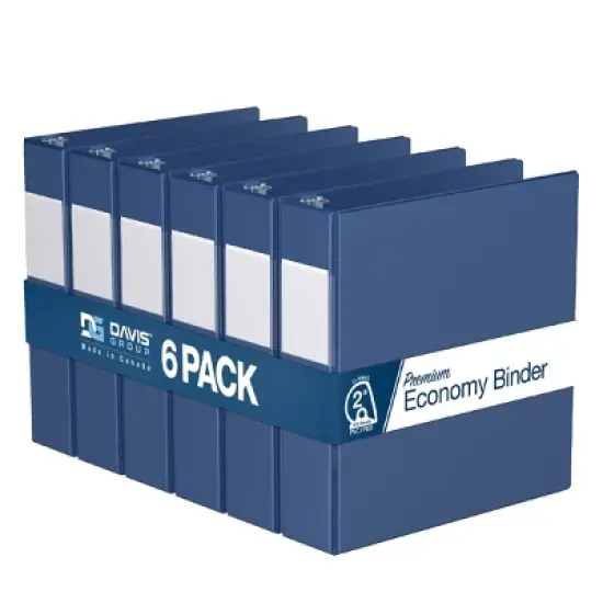 Davis Group 6pk 2" Premium Economy Round Ring Binders Royal Blue: 2 Inch D-Ring, Hard Cover, 475 Sheet Capacity, 2 Pockets image {8}
