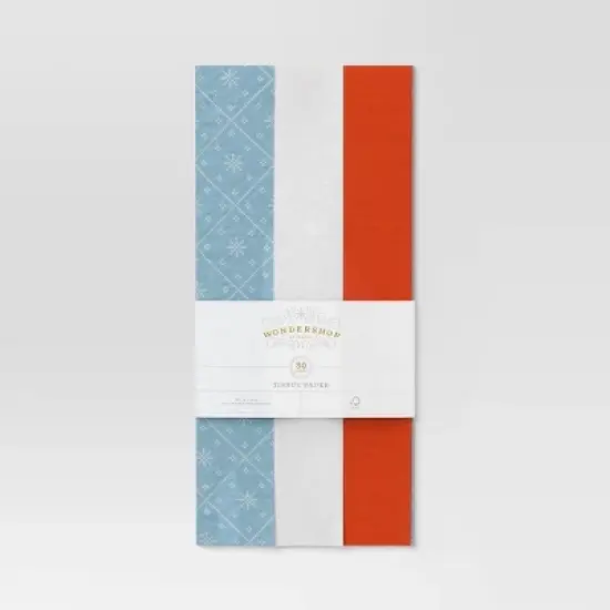 30ct Christmas Tissue Paper Blue/Red/White - Wondershop&trade; image {2}