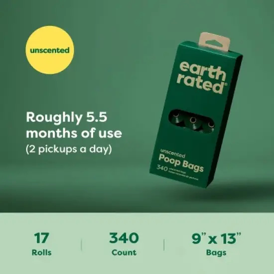 Earth Rated Unscented Dog Waste Disposal Bags Refill Rolls - 340ct image {2}