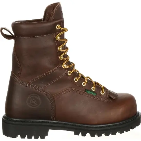 Men's Brown Georgia Boot Lace-to-Toe Steel Toe Waterproof Work Boot Size 12(Wide) image {6}
