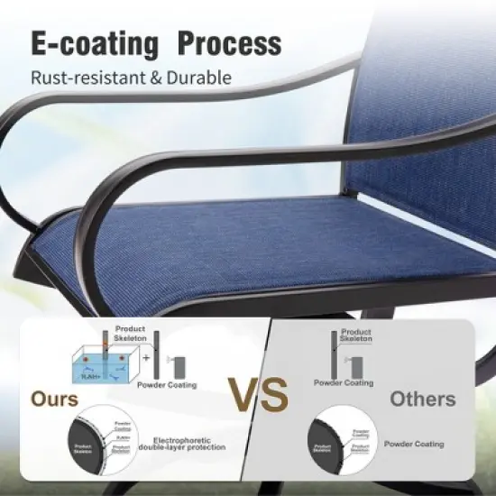 Captiva Designs 7pc Patio Dining Steel Rectangle Table & Textilene 360 Degree Swivel Chairs image {12}