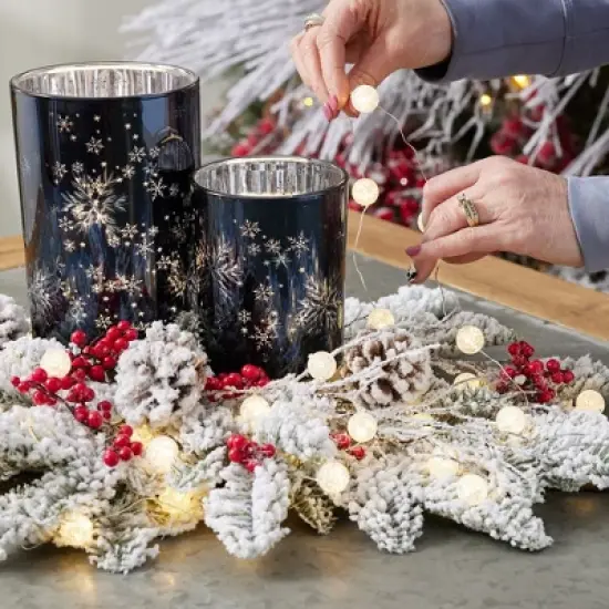 LED Crackle Glass Ball Light String 11'L image {1}