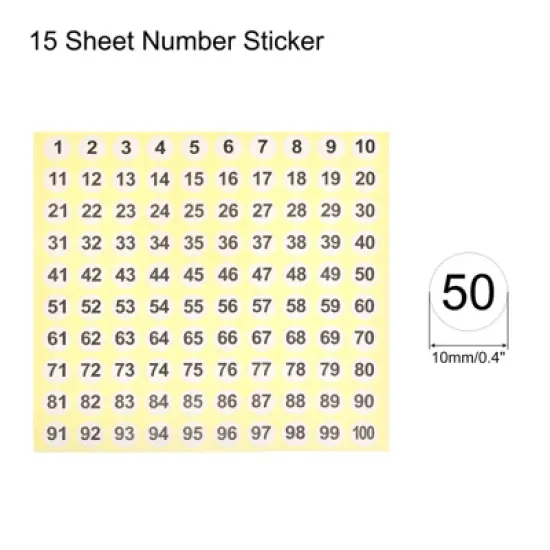 Unique Bargains Office Home Warehouse Self-Adhesive Number Stickers 15 Sheet image {1}