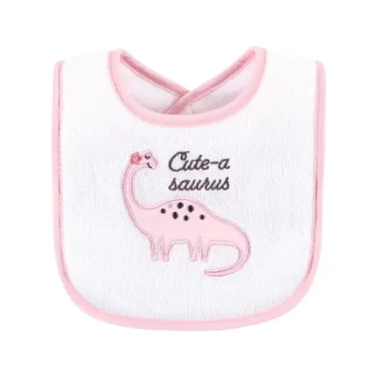 Hudson Baby Infant Girl Cotton Terry Drooler Bibs with Fiber Filling, Girl Dino, One Size image {7}