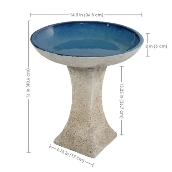 Sunnydaze Nantes Ceramic Bird Bath with Lava Finish - White Distressed Ceramic Finish - 16" H image {4}