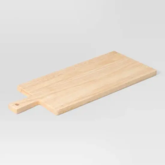 3pc 19.35"x8" Rubberwood Rectangle Serving Board with Brass Cheese Tools Brown - Threshold&trade;: Charcuterie Platter Set image {2}