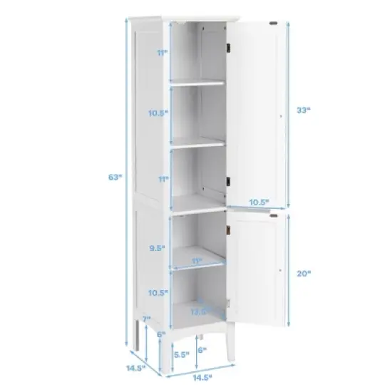 Costway Freestanding Bathroom Storage Cabinet Linen Tower Kitchen Living Room image {1}