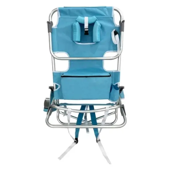 Deltess Ostrich Deluxe On Your Back Aluminum Chair and Cooler Bag, Carry Straps, Umbrella Carry System, Cup Holder, and 275 Pound Capacity, Light Blue image {4}