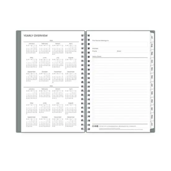 Blue Sky 5"x8" 2025-2026 Weekly/Monthly Wirebound Planner Gray Double Pockets image {5}