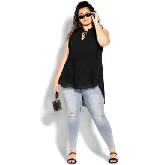 Women's Plus Size Adore Pleat Top  - Black | CITY CHIC image {7}