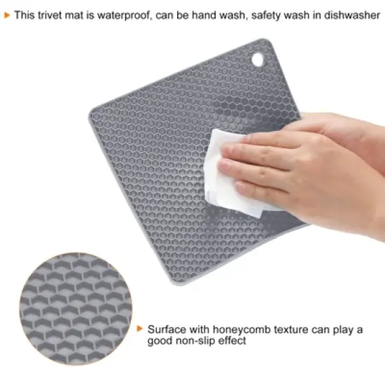 Unique Bargains Silicone Heat Resistant Multi-purpose Trivet Mat 4 Pcs image {3}