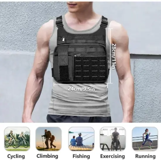Tactical Chest Bag, Lightweight Running Vest Pack with Phone Holder, Water Resistant Running Chest Backpack for Men Women image {4}