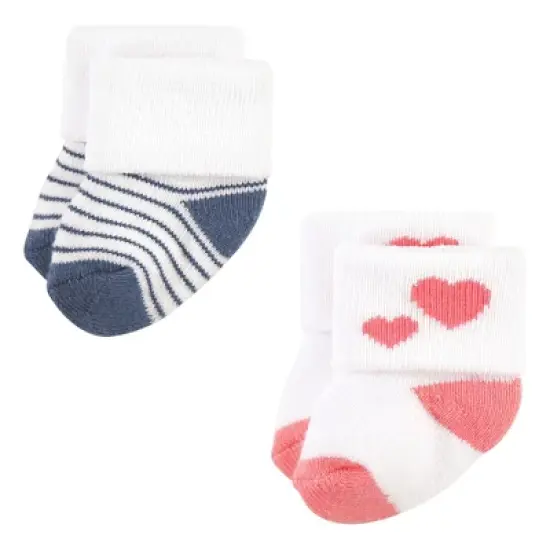 Hudson Baby Infant Girl Cotton Rich Newborn and Terry Socks, Love 12-Pack image {2}
