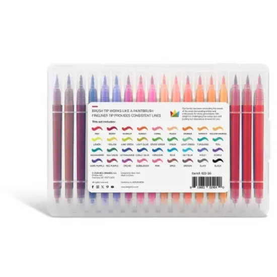 KINGART Twin-Tip Brush & Fine Markers 36 Colors image {2}