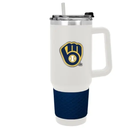 MLB Milwaukee Brewers Colossus Travel Mug - 40oz: Stainless Steel, Acrylic Lid image {4}