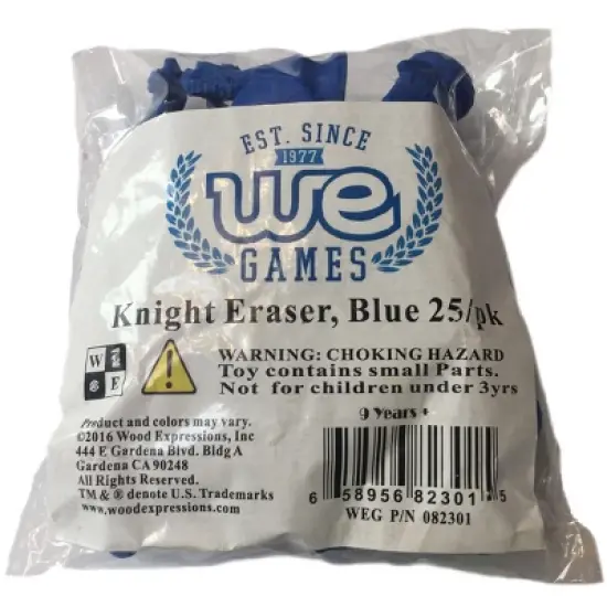 WE Games Chess Blue Knight Erasers (Pack of 25) image {3}