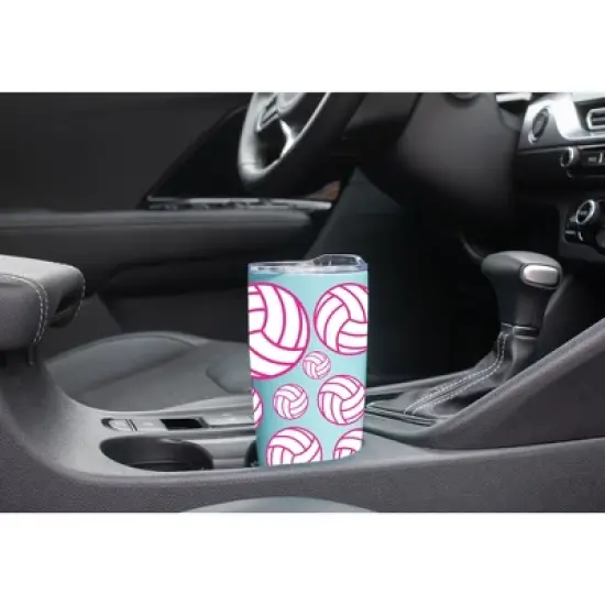 100 North 20 Ounce Stainless Steel On the Go Travel Tumbler With Push Top Lid, Volleyball Teal image {2}