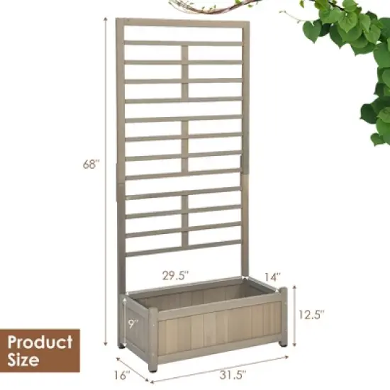 Costway 68in Wood Planter Box with Trellis Raised Garden Bed for Climbing Plants image {3}