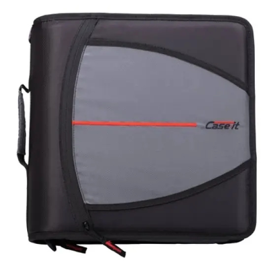 Case-it 3" Nylon Round Ring Zip Binder with Internal/External Pockets Black: Zipper Binder, 575 Sheet Capacity, 8 Pockets image {6}