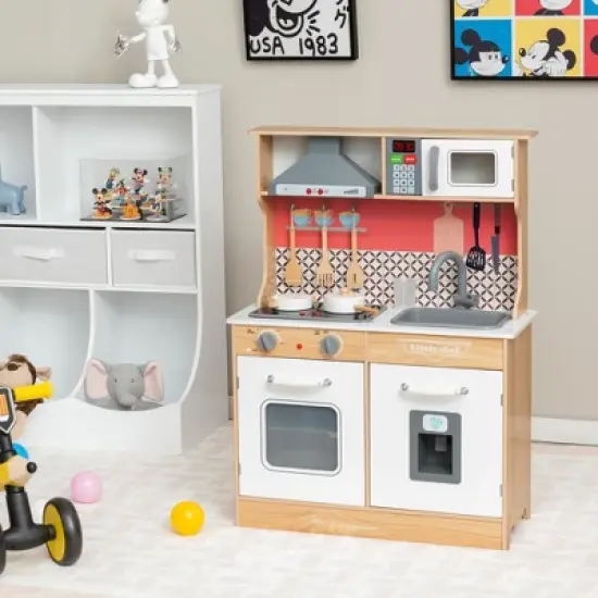 Costway Wooden Kitchen Playset Multi-Functional Pretend Cooking Set w/ Lights & Sounds image {1}