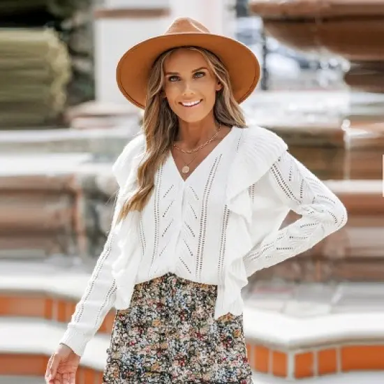 Women's Cutout Ruffled Button-Front Cardigan - Cupshe image {4}