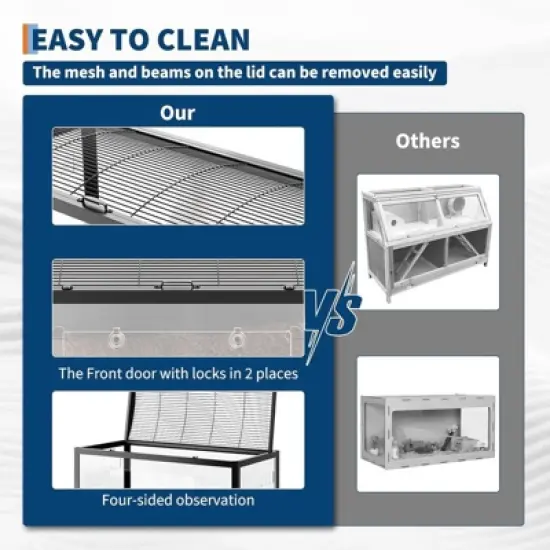 Metal Hamster Cage, Acrylic Sides with Wheels, Chew-proof, Stackable, Guinea Pig Cages Mice and Rat Habitat Openable Top 38x18.5x20 Inch image {4}