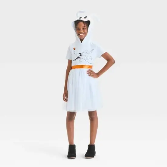Girls' The Nightmare Before Christmas Zero Halloween Dress - White image {3}