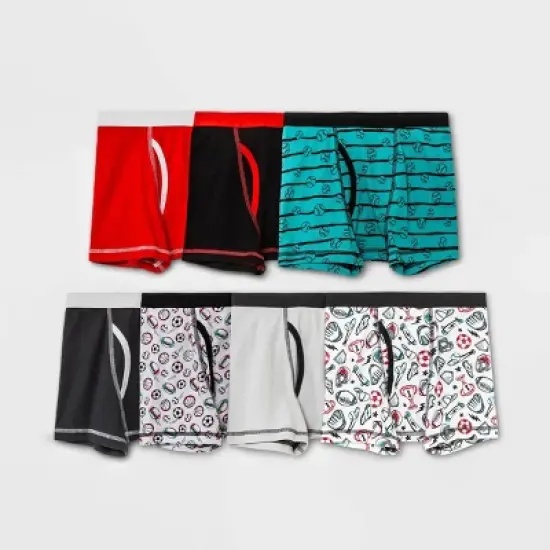 Boys' 7pk Sports Boxer Briefs - Cat & Jack&trade; Red image {1}