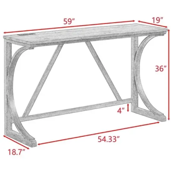 Lycvki Wood 4-Piece Bar Table and Chairs Set with Power Outlet image {5}