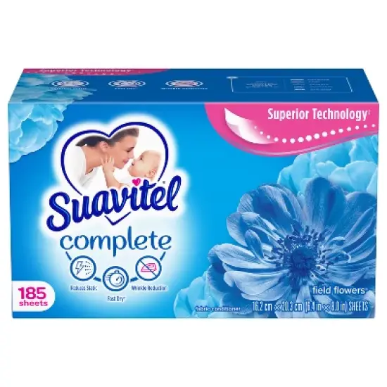 Suavitel Complete Scented Fabric Conditioner Dryer Sheets for Laundry - Field Flowers - 185 ct image {9}
