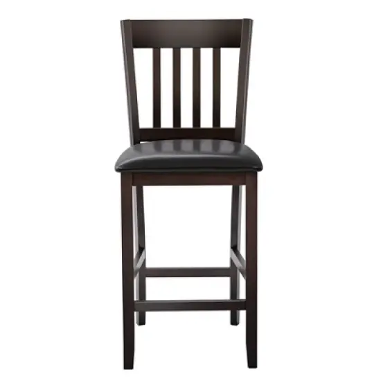 Costway Set of 4 Bar Stools Counter Height Chairs w/ PU Leather Seat Espresso image {7}