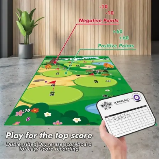 Vatos Outdoor Golf Chipping Game Mat with Club, Toy Sports Equipment Stick Chip Game image {3}