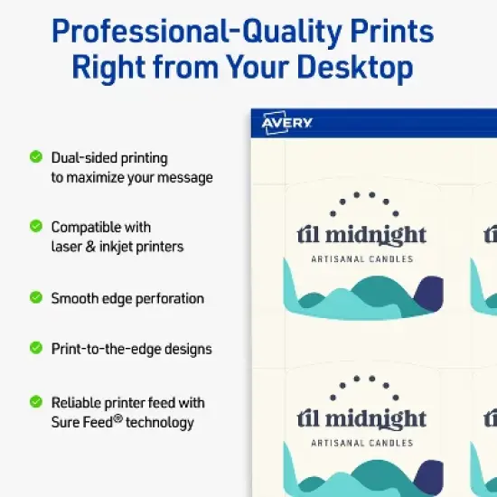 Avery Arched Business Cards, 2" x 2-2/10", Matte Ivory, 300 Total image {1}